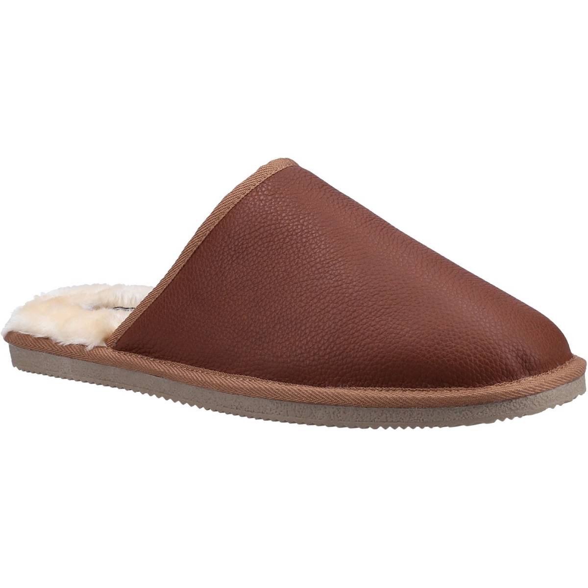 Hush Puppies Coady Leather Slipper Tan Mens slippers HPM2000-217-1 in a Plain Leather in Size 12